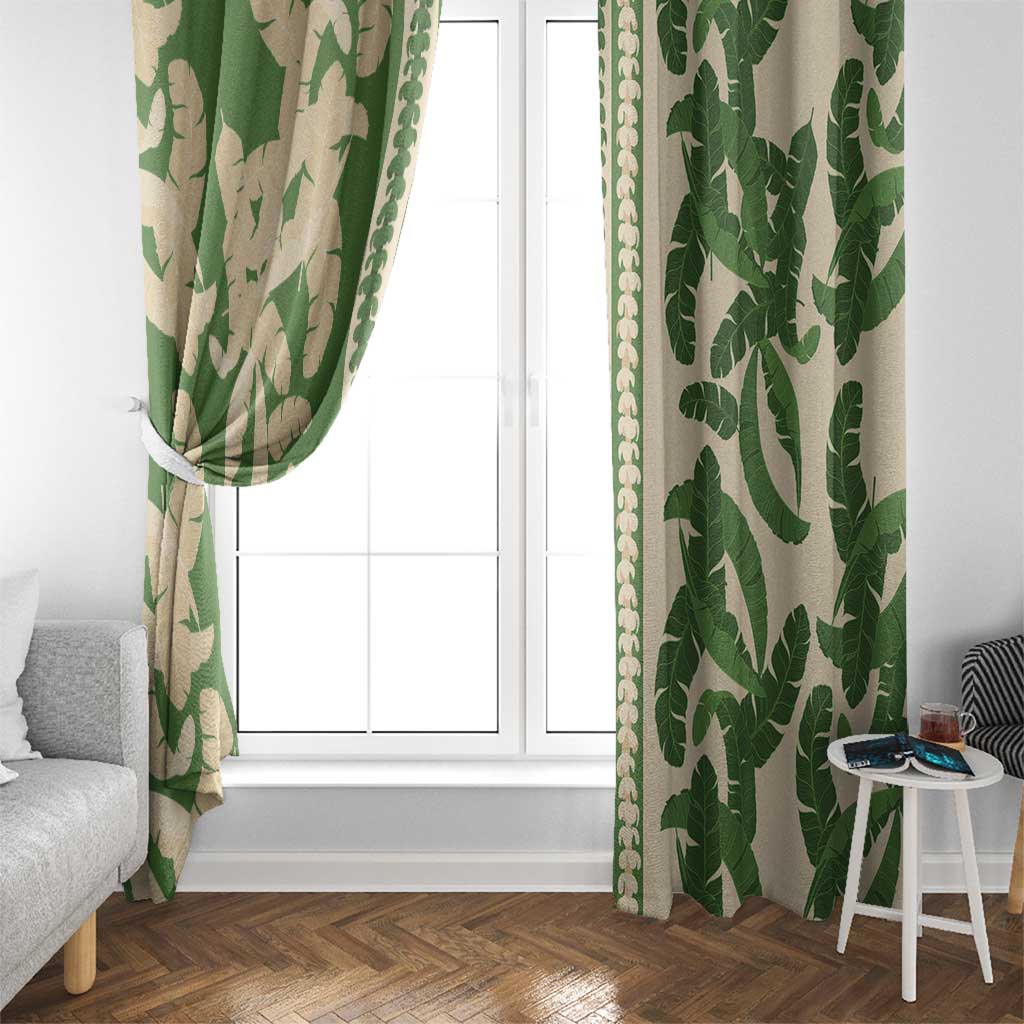 Hawaii Pua Kenikeni Lei Window Curtain With Lau Maia Green