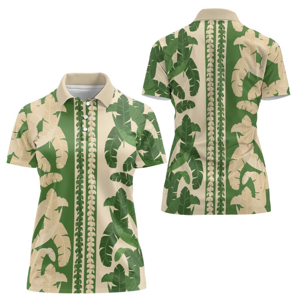 Hawaii Pua Kenikeni Lei Women Polo Shirt With Lau Maia Green
