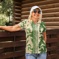 Hawaii Pua Kenikeni Lei Women Polo Shirt With Lau Maia Green
