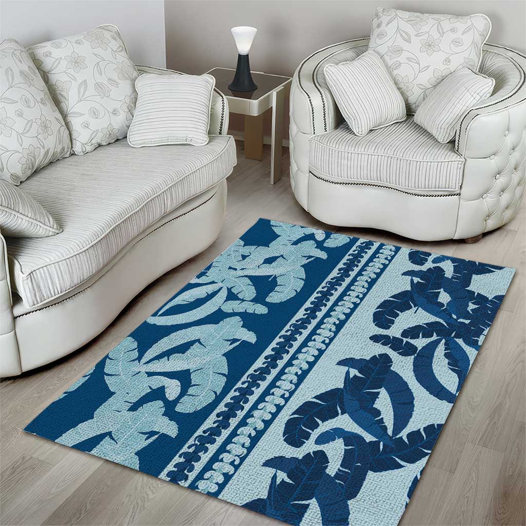 Hawaii Pua Kenikeni Lei Area Rug With Lau Maia Royal Blue