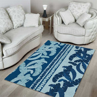 Hawaii Pua Kenikeni Lei Area Rug With Lau Maia Royal Blue