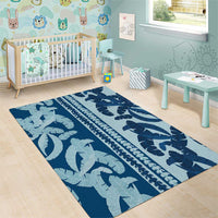 Hawaii Pua Kenikeni Lei Area Rug With Lau Maia Royal Blue