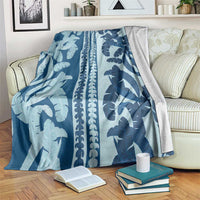 Hawaii Pua Kenikeni Lei Blanket With Lau Maia Royal Blue