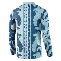 Hawaii Pua Kenikeni Lei Button Sweatshirt With Lau Maia Royal Blue