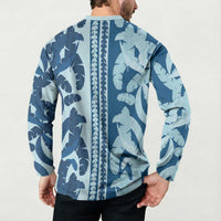 Hawaii Pua Kenikeni Lei Button Sweatshirt With Lau Maia Royal Blue