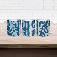 Hawaii Pua Kenikeni Lei Ceramic Mug With Lau Maia Royal Blue