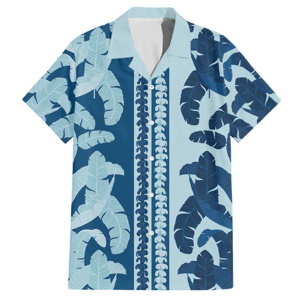Hawaii Pua Kenikeni Lei Family Matching Long Sleeve Bodycon Dress and Hawaiian Shirt With Lau Maia Royal Blue LT05 Dad's Shirt - Short Sleeve Blue - Polynesian Pride