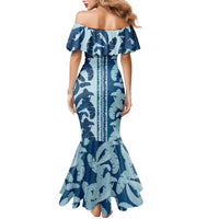 Hawaii Pua Kenikeni Lei Family Matching Mermaid Dress and Hawaiian Shirt With Lau Maia Royal Blue LT05 - Polynesian Pride