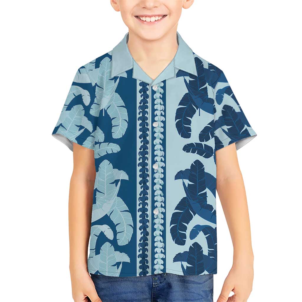 Hawaii Pua Kenikeni Lei Family Matching Off Shoulder Maxi Dress and Hawaiian Shirt With Lau Maia Royal Blue LT05 Son's Shirt Blue - Polynesian Pride