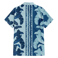Hawaii Pua Kenikeni Lei Family Matching Short Sleeve Bodycon Dress and Hawaiian Shirt With Lau Maia Royal Blue LT05 - Polynesian Pride