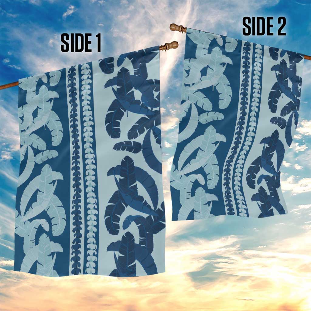 Hawaii Pua Kenikeni Lei Garden Flag With Lau Maia Royal Blue