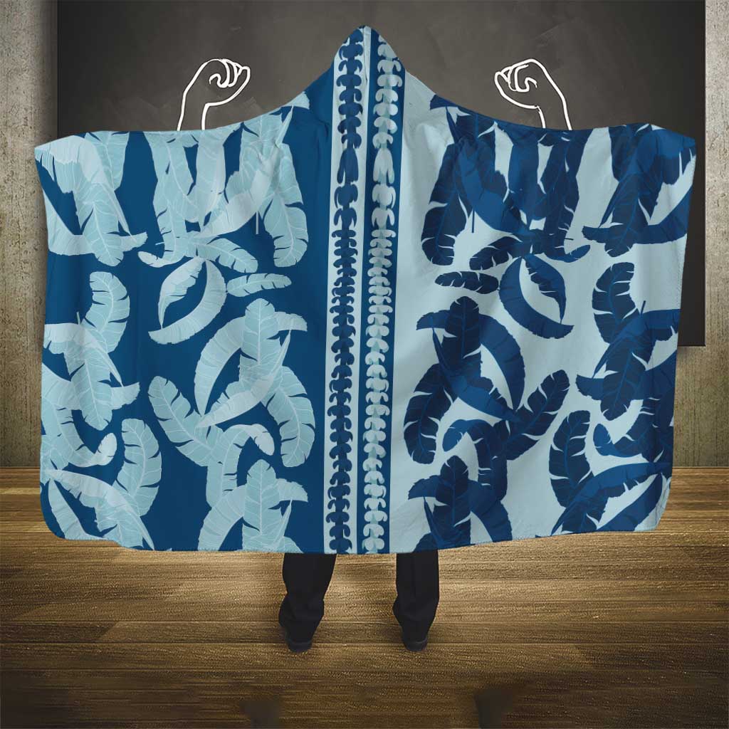 Hawaii Pua Kenikeni Lei Hooded Blanket With Lau Maia Royal Blue