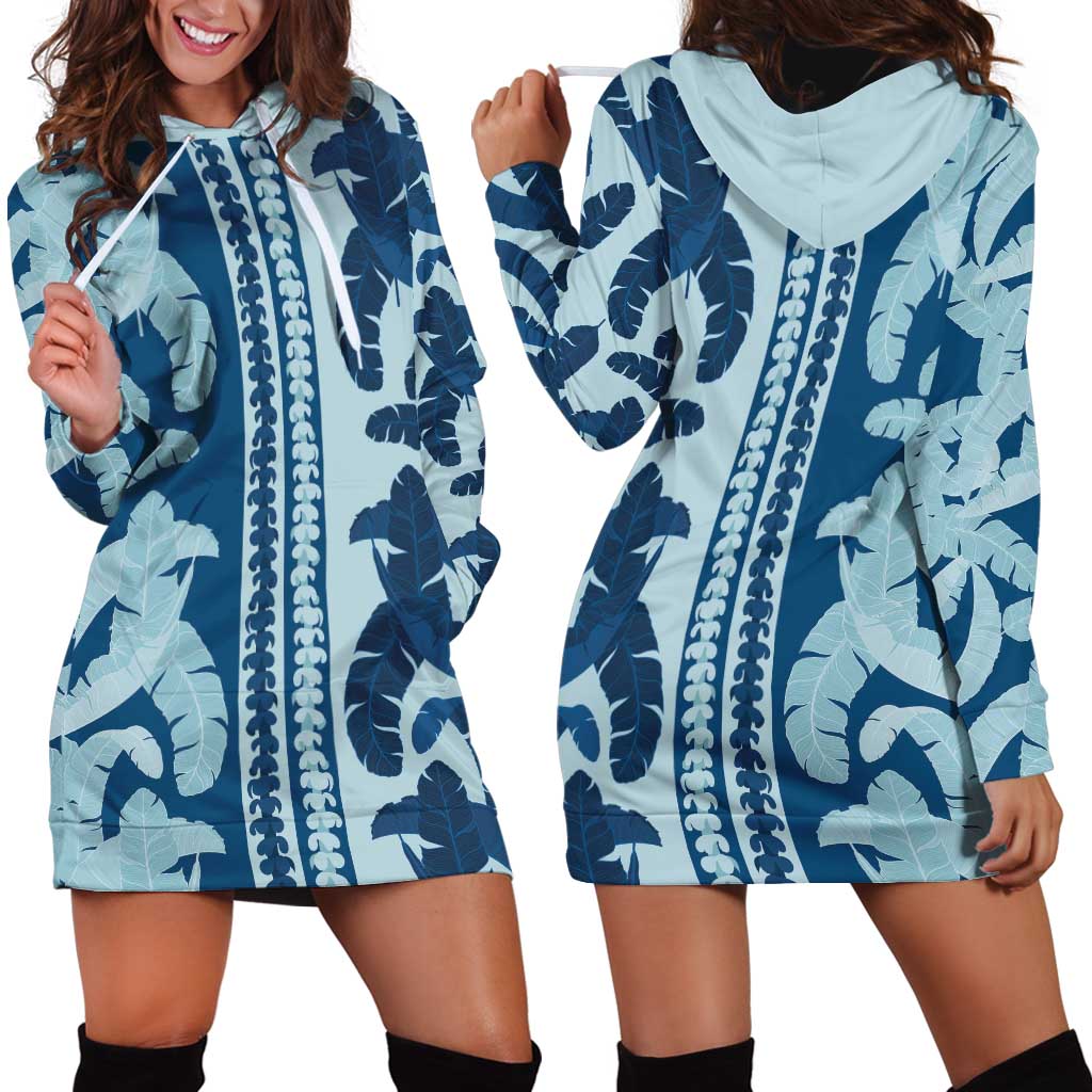 Hawaii Pua Kenikeni Lei Hoodie Dress With Lau Maia Royal Blue