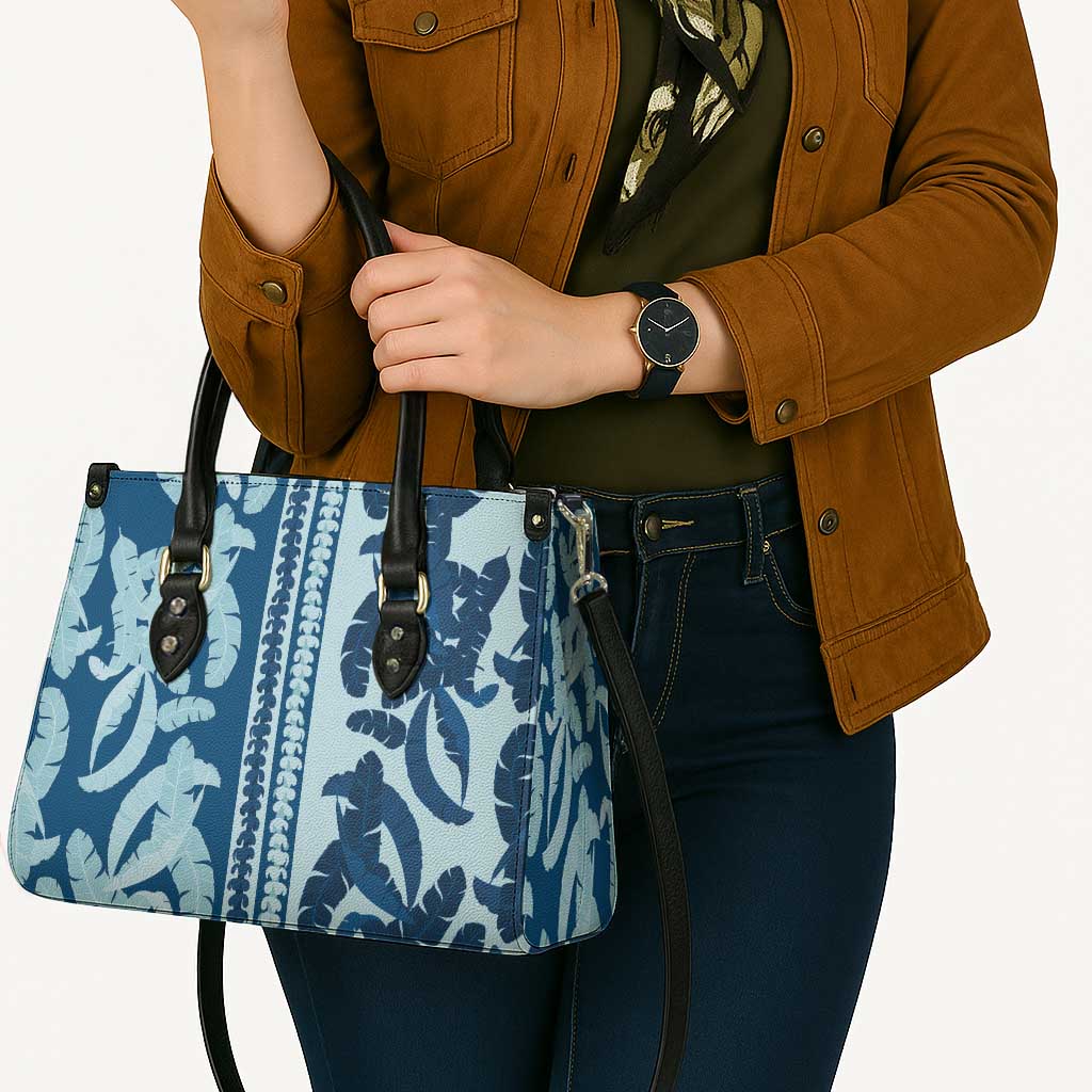 Hawaii Pua Kenikeni Lei Leather Bag With Lau Maia Royal Blue