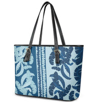 Hawaii Pua Kenikeni Lei Leather Tote Bag With Lau Maia Royal Blue