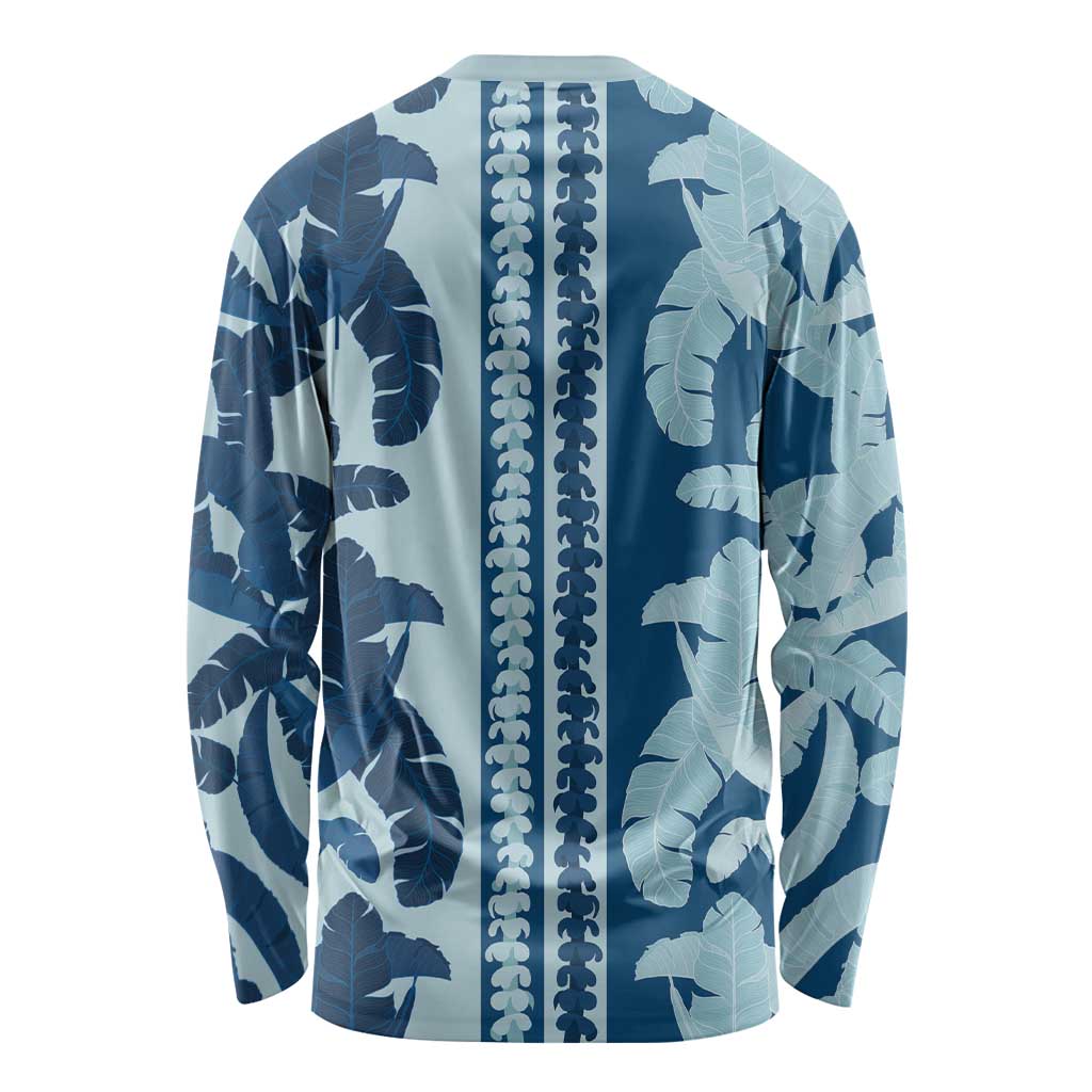 Hawaii Pua Kenikeni Lei Long Sleeve Shirt With Lau Maia Royal Blue