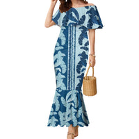 Hawaii Pua Kenikeni Lei Mermaid Dress With Lau Maia Royal Blue