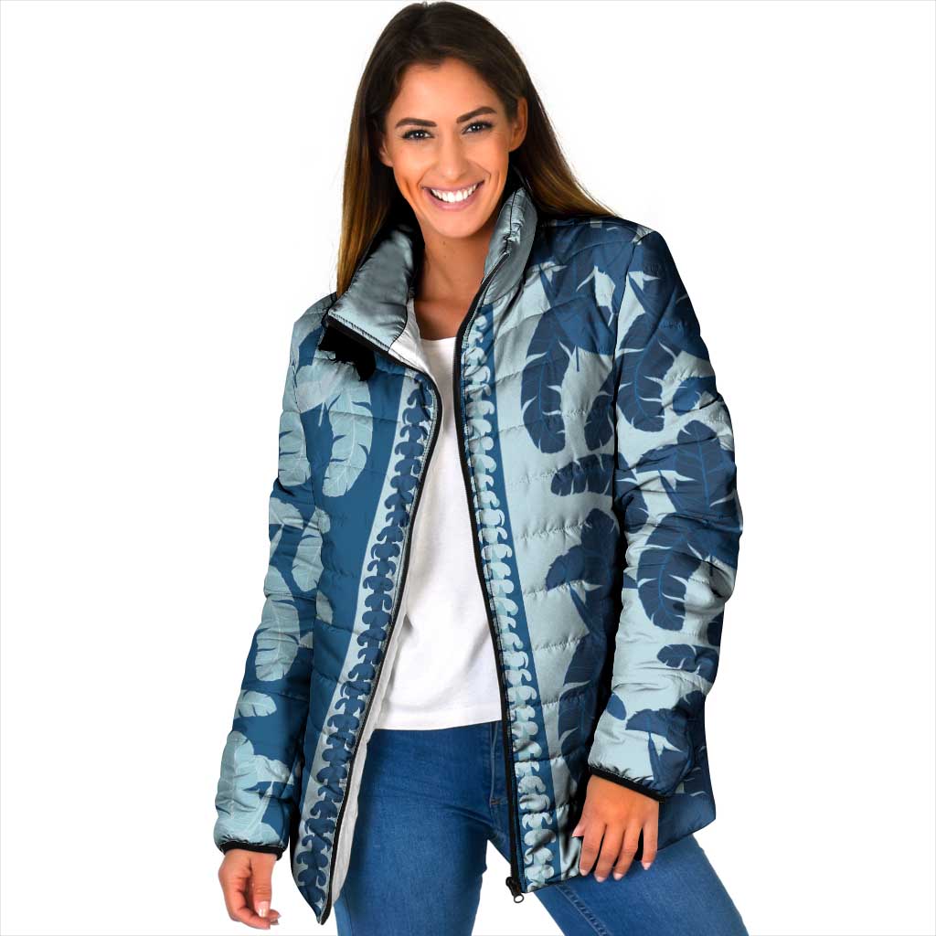 Hawaii Pua Kenikeni Lei Padded Jacket With Lau Maia Royal Blue
