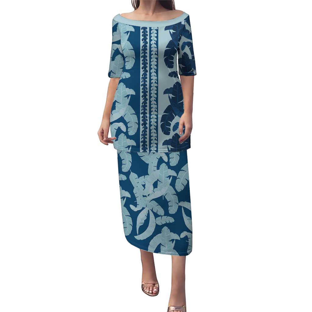 Hawaii Pua Kenikeni Lei Puletasi With Lau Maia Royal Blue
