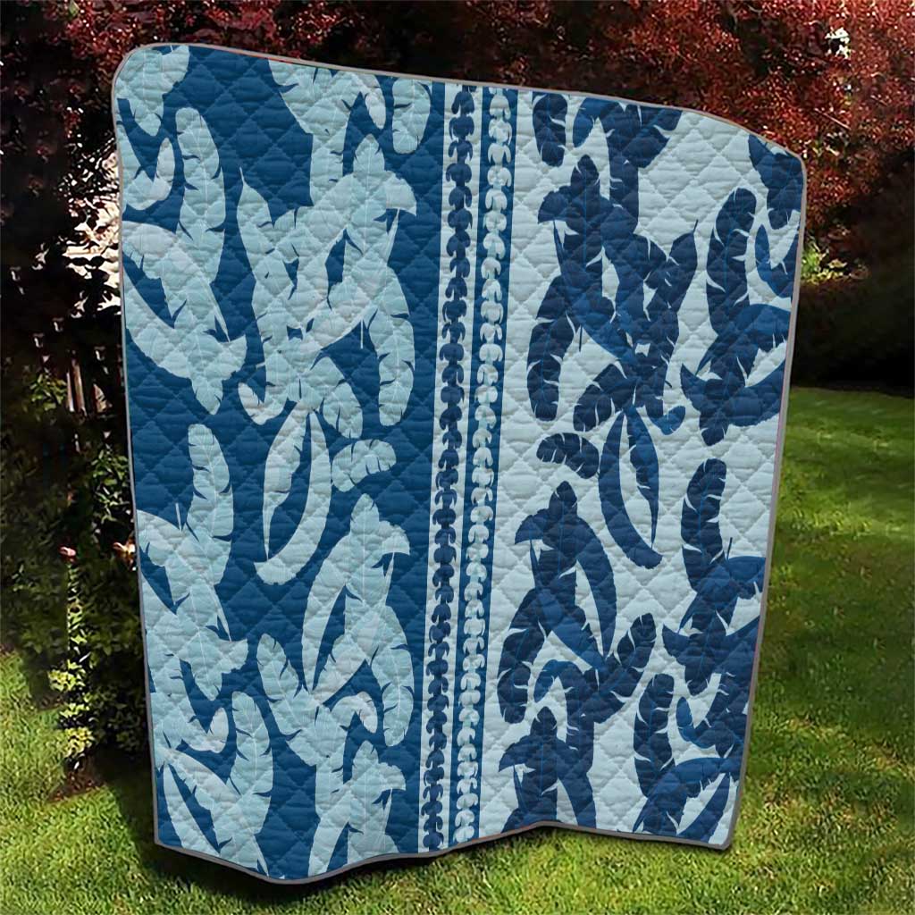 Hawaii Pua Kenikeni Lei Quilt With Lau Maia Royal Blue