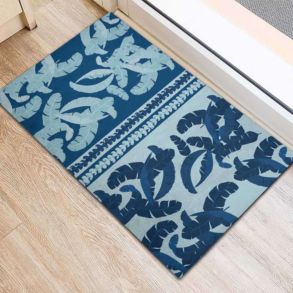 Hawaii Pua Kenikeni Lei Rubber Doormat With Lau Maia Royal Blue