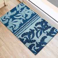 Hawaii Pua Kenikeni Lei Rubber Doormat With Lau Maia Royal Blue