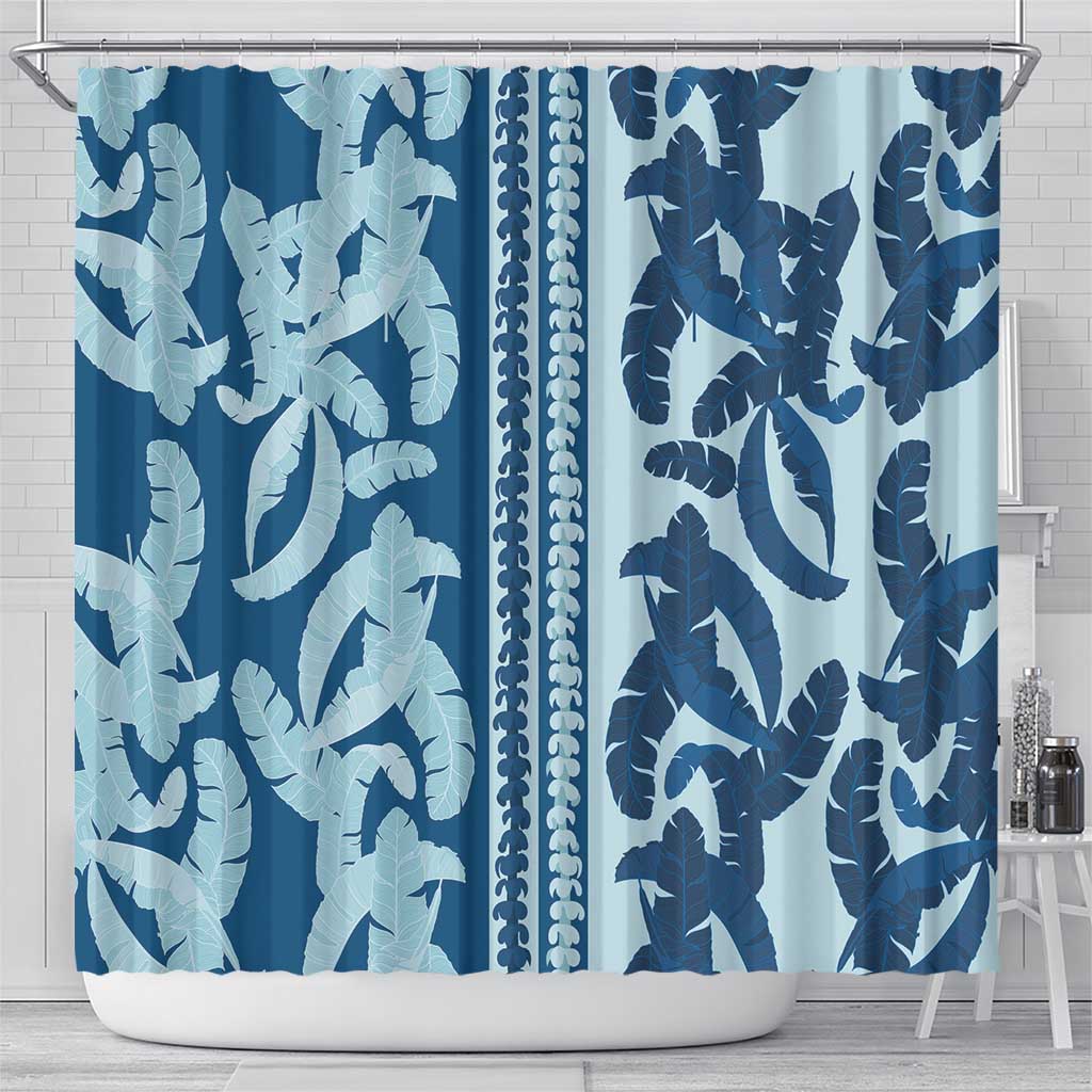 Hawaii Pua Kenikeni Lei Shower Curtain With Lau Maia Royal Blue