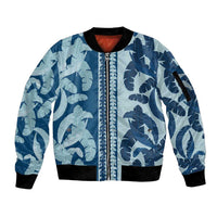 Hawaii Pua Kenikeni Lei Sleeve Zip Bomber Jacket With Lau Maia Royal Blue