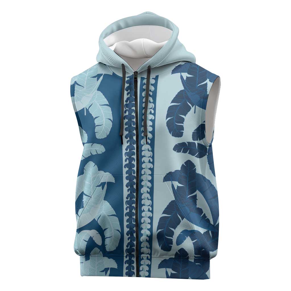 Hawaii Pua Kenikeni Lei Sleeveless Zip Hoodie With Lau Maia Royal Blue