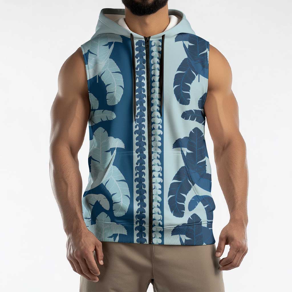 Hawaii Pua Kenikeni Lei Sleeveless Zip Hoodie With Lau Maia Royal Blue