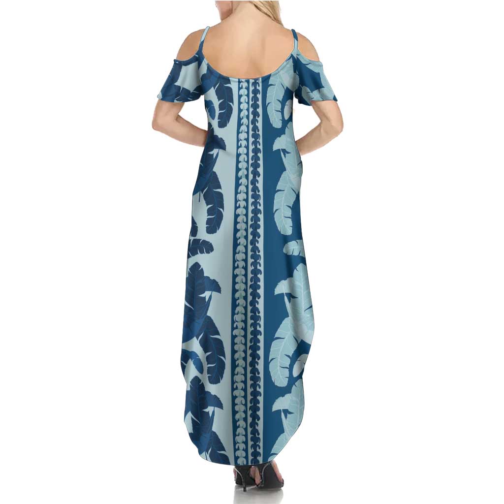 Hawaii Pua Kenikeni Lei Summer Maxi Dress With Lau Maia Royal Blue