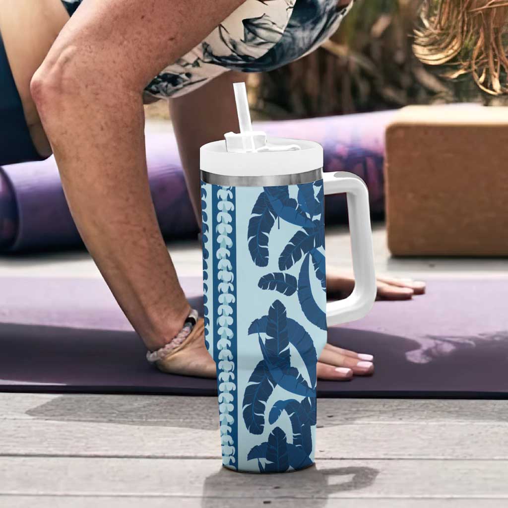 Hawaii Pua Kenikeni Lei Tumbler With Handle With Lau Maia Royal Blue