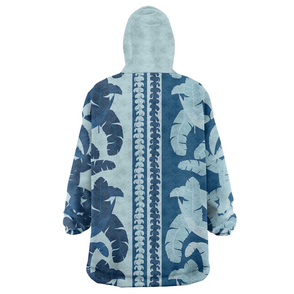 Hawaii Pua Kenikeni Lei Wearable Blanket Hoodie With Lau Maia Royal Blue