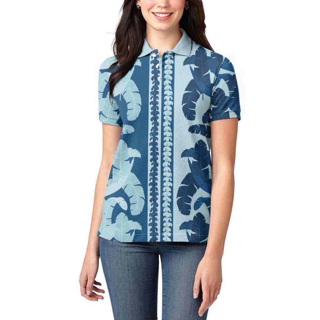 Hawaii Pua Kenikeni Lei Women Polo Shirt With Lau Maia Royal Blue