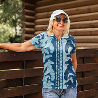 Hawaii Pua Kenikeni Lei Women Polo Shirt With Lau Maia Royal Blue