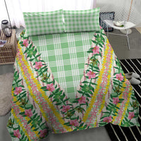 Hawaii Pikake Lokelani Plumeria Lei Bedding Set Green Palaka Motifs