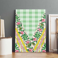Hawaii Pikake Lokelani Plumeria Lei Canvas Wall Art Green Palaka Motifs