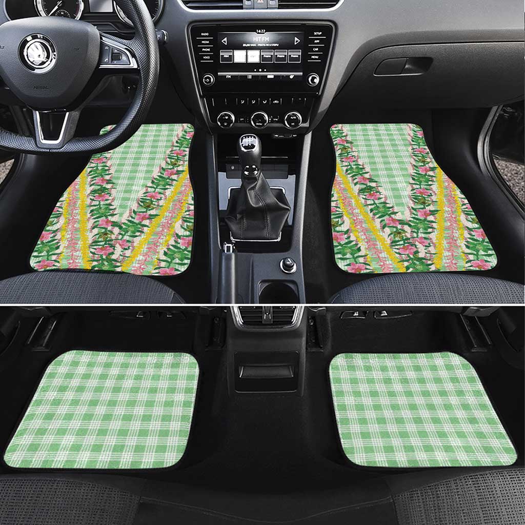 Hawaii Pikake Lokelani Plumeria Lei Car Mats Green Palaka Motifs