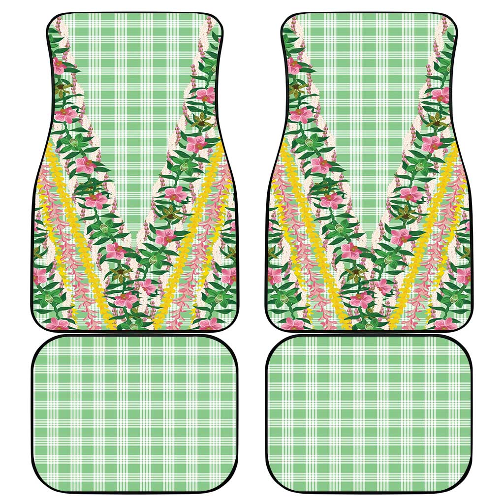 Hawaii Pikake Lokelani Plumeria Lei Car Mats Green Palaka Motifs