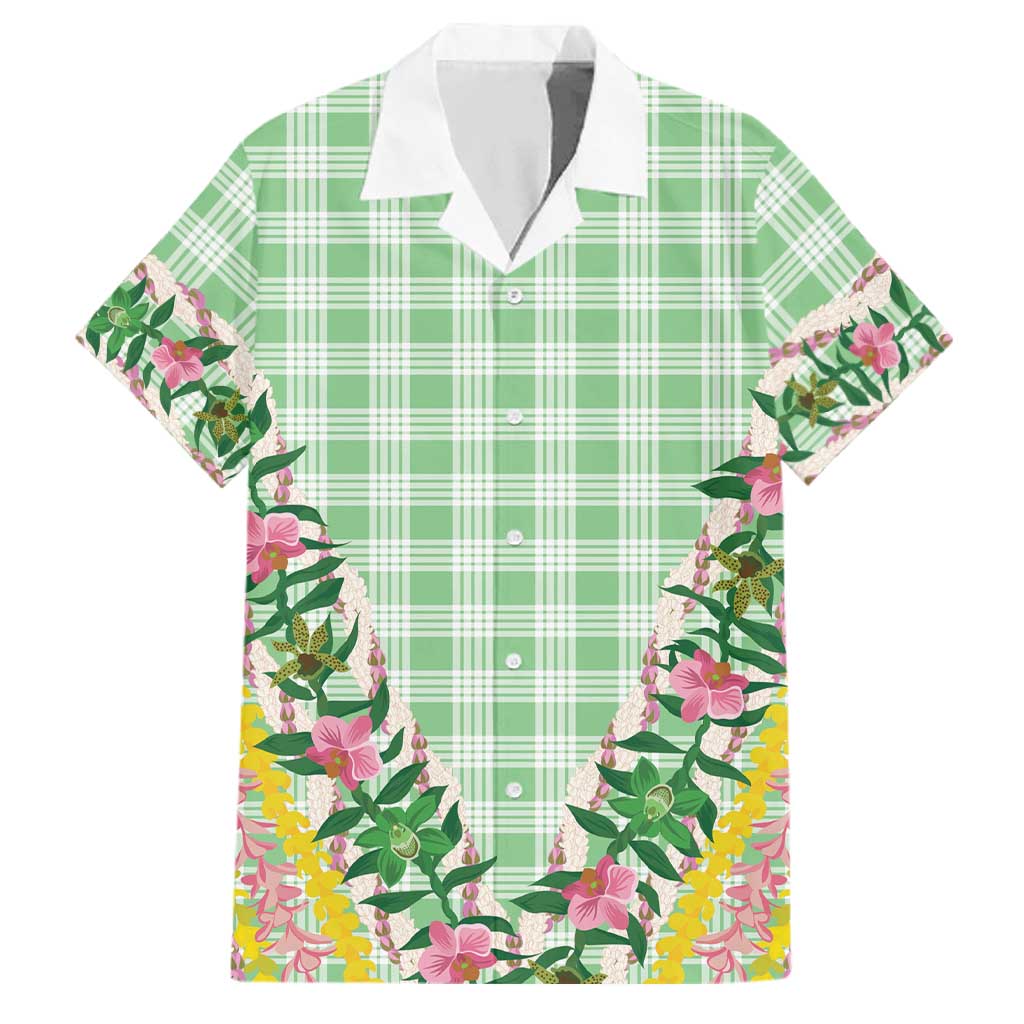 Hawaii Pikake Lokelani Plumeria Lei Family Matching Summer Maxi Dress and Hawaiian Shirt Green Palaka Motifs LT05 Dad's Shirt - Short Sleeve Green - Polynesian Pride