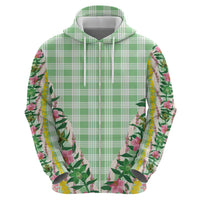 Hawaii Pikake Lokelani Plumeria Lei Hoodie Green Palaka Motifs