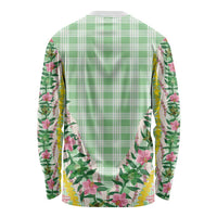 Hawaii Pikake Lokelani Plumeria Lei Long Sleeve Shirt Green Palaka Motifs