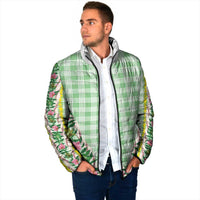 Hawaii Pikake Lokelani Plumeria Lei Padded Jacket Green Palaka Motifs