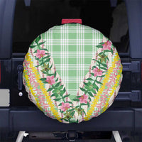 Hawaii Pikake Lokelani Plumeria Lei Spare Tire Cover Green Palaka Motifs