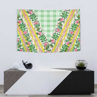 Hawaii Pikake Lokelani Plumeria Lei Tapestry Green Palaka Motifs