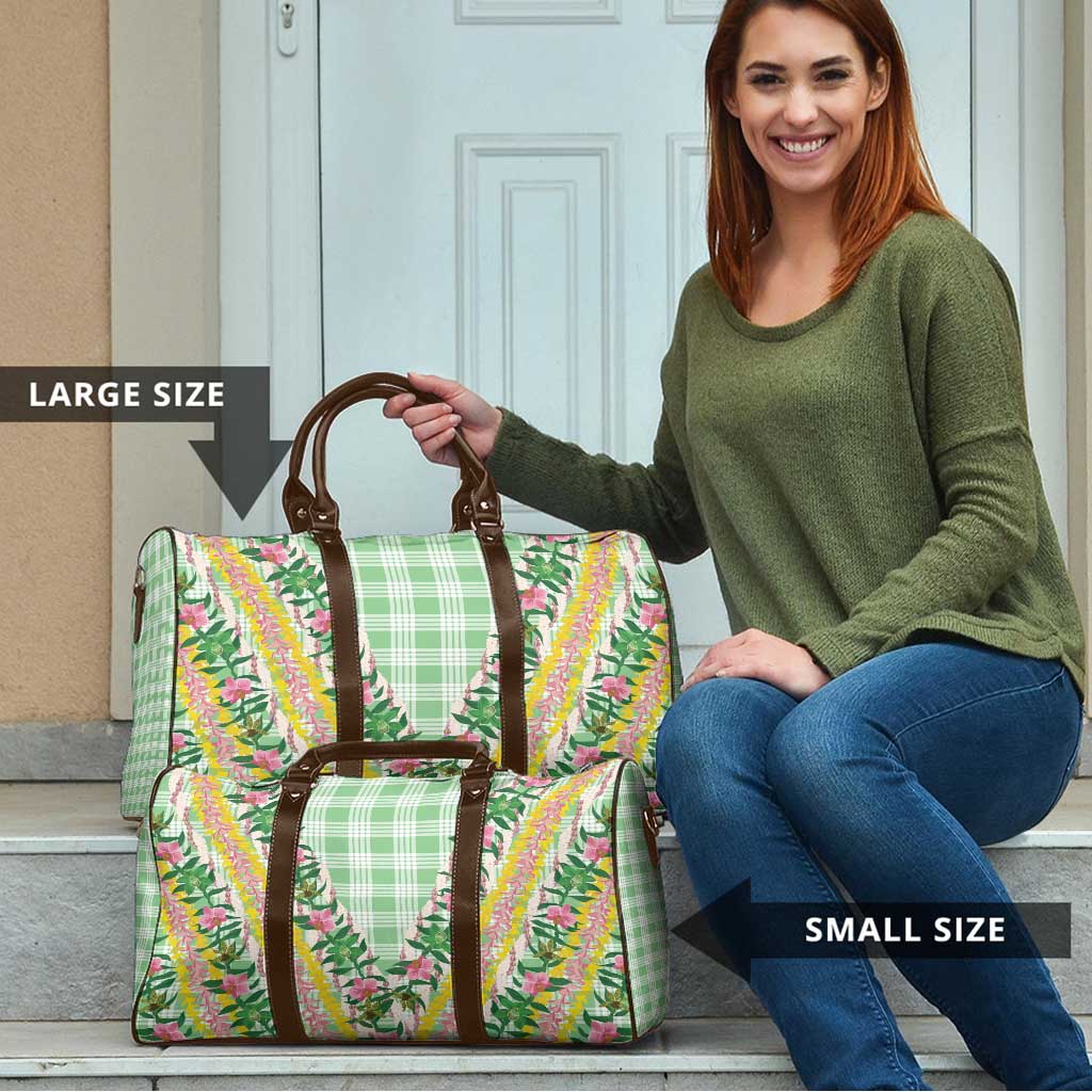 Hawaii Pikake Lokelani Plumeria Lei Travel Bag Green Palaka Motifs