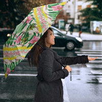 Hawaii Pikake Lokelani Plumeria Lei Umbrella Green Palaka Motifs