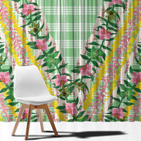 Hawaii Pikake Lokelani Plumeria Lei Window Curtain Green Palaka Motifs