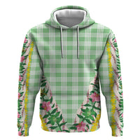 Hawaii Pikake Lokelani Plumeria Lei Zip Hoodie Green Palaka Motifs