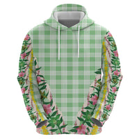 Hawaii Pikake Lokelani Plumeria Lei Zip Hoodie Green Palaka Motifs